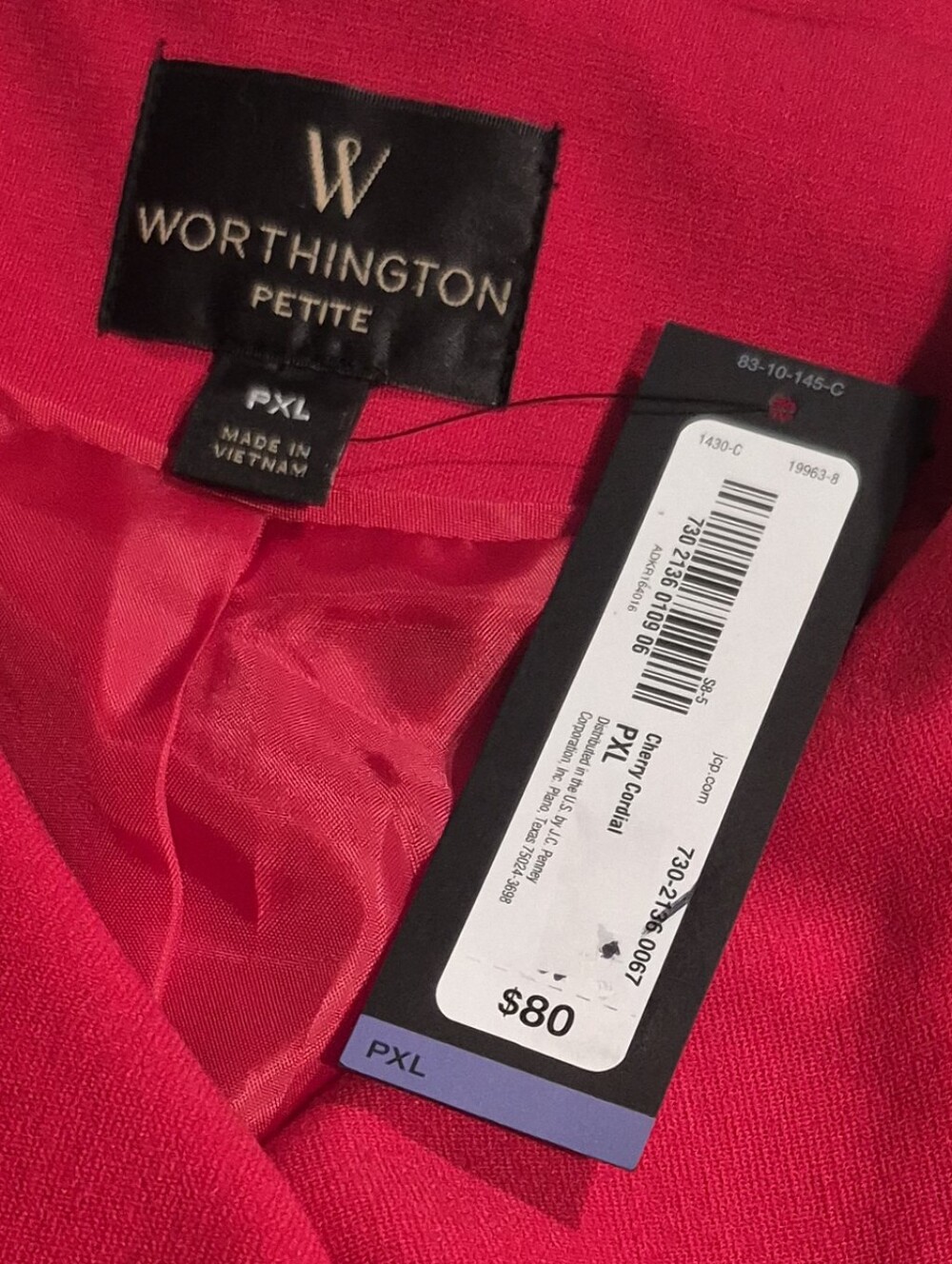 Worthington Bright Red Asymmetrical Zip Bomber Jacket - Picture 6 of 7